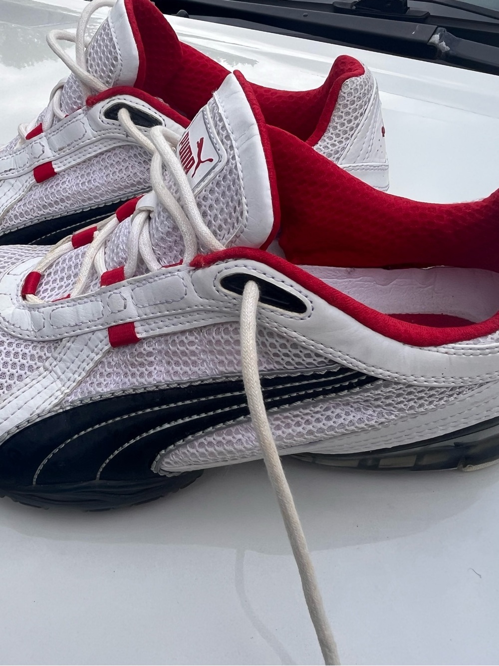 Puma White, Red & Black Men's Athletic Sneakers